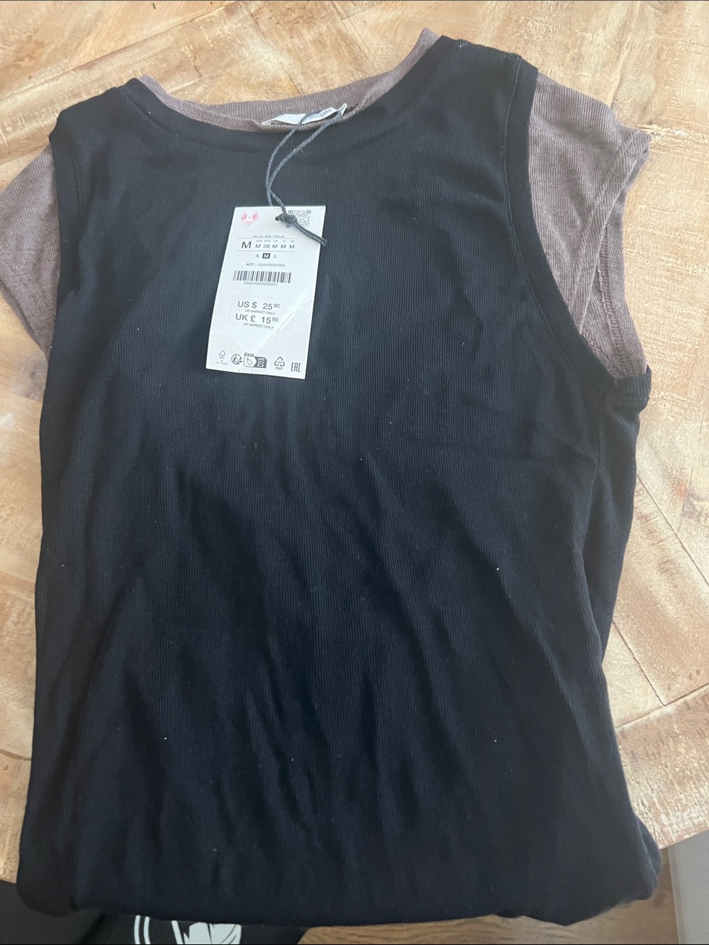 Zara Black Top with Brown Sleeves